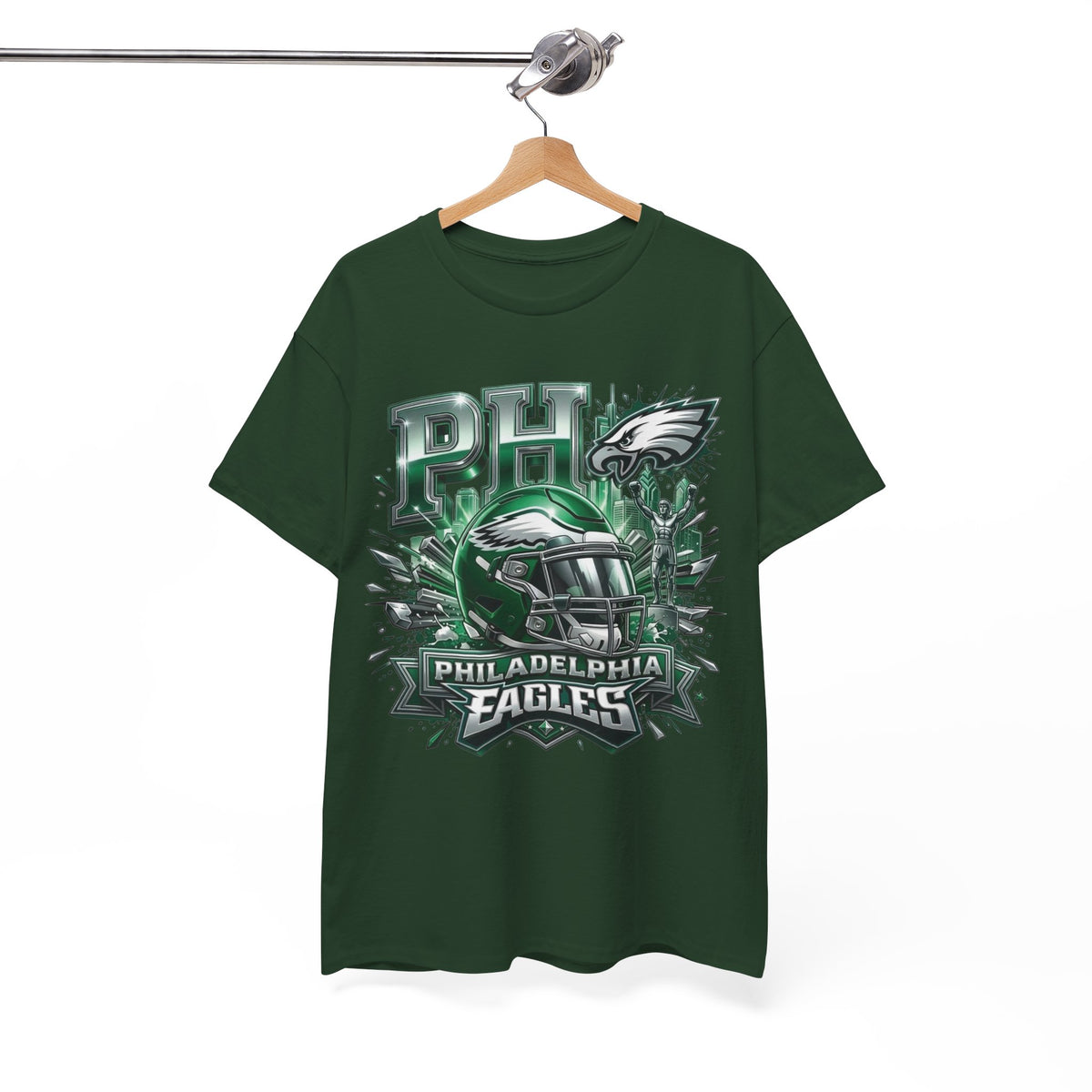 Philadelphia Eagles Football T‑Shirt — PHI Helmet Graphic Tee (Eagles Fans, Game Day)