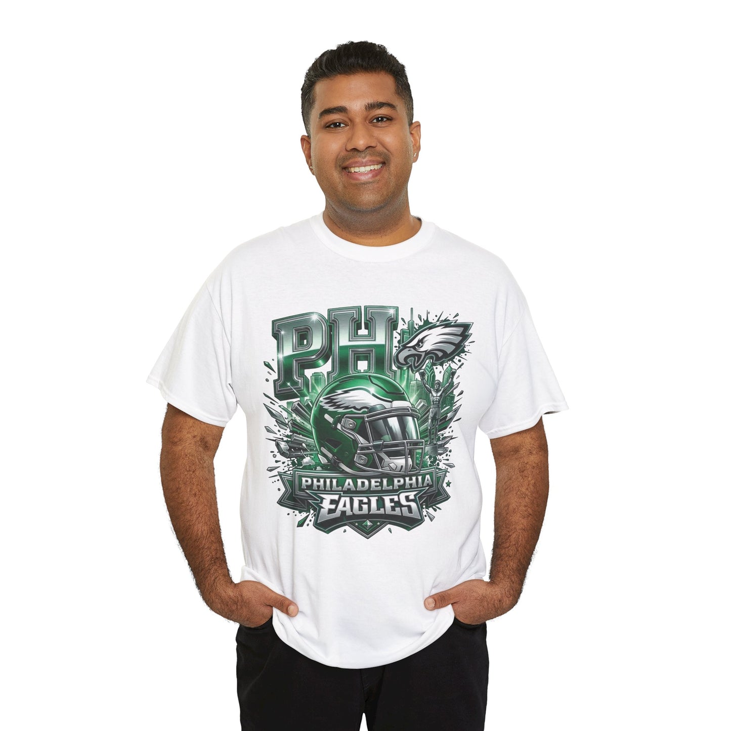 Philadelphia Eagles Football T‑Shirt — PHI Helmet Graphic Tee (Eagles Fans, Game Day)