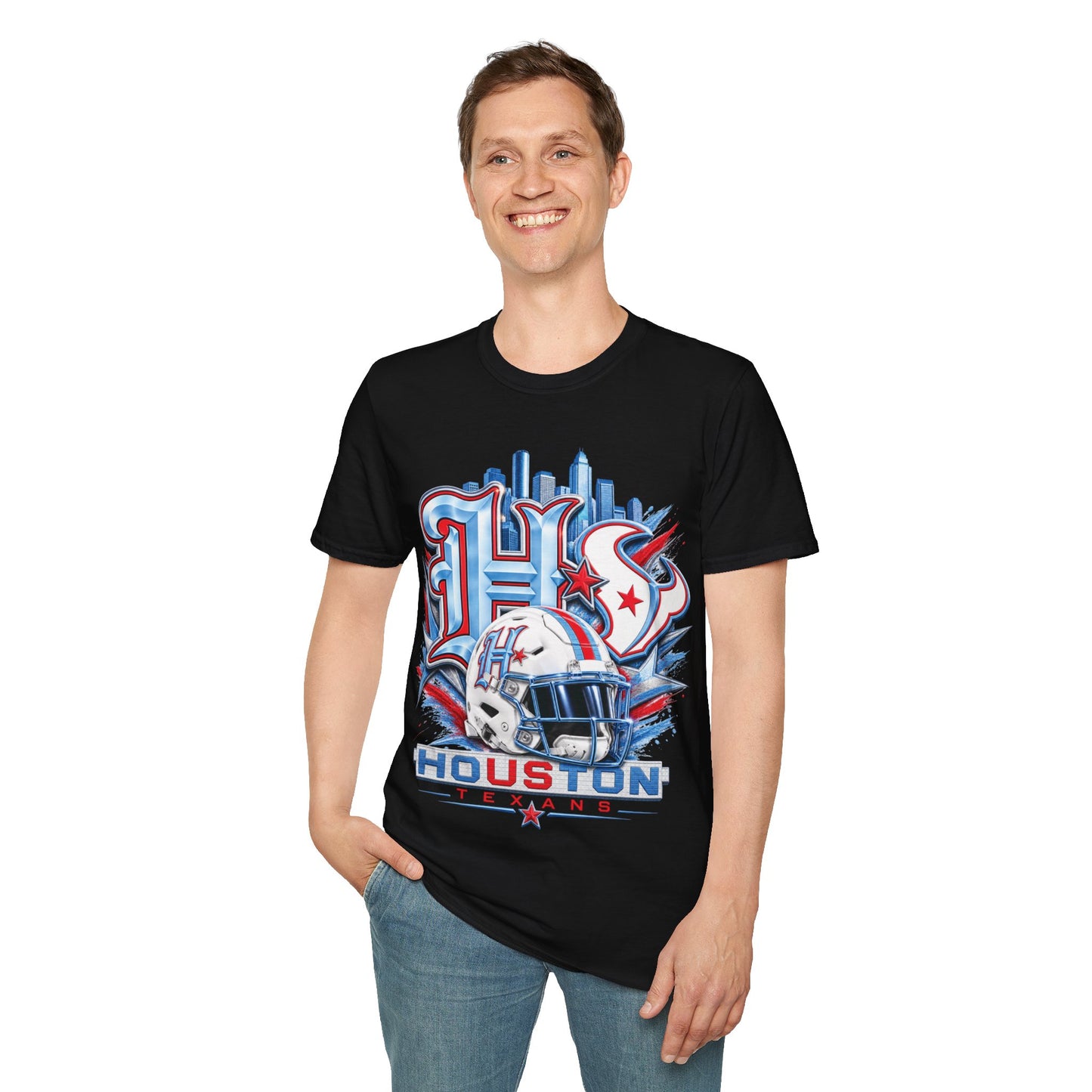Houston Football Cityscape T-Shirt — Retro Astros/Stars Sports Tee