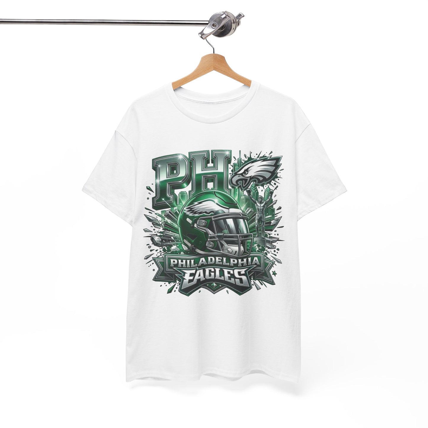 Philadelphia Eagles Football T‑Shirt — PHI Helmet Graphic Tee (Eagles Fans, Game Day)