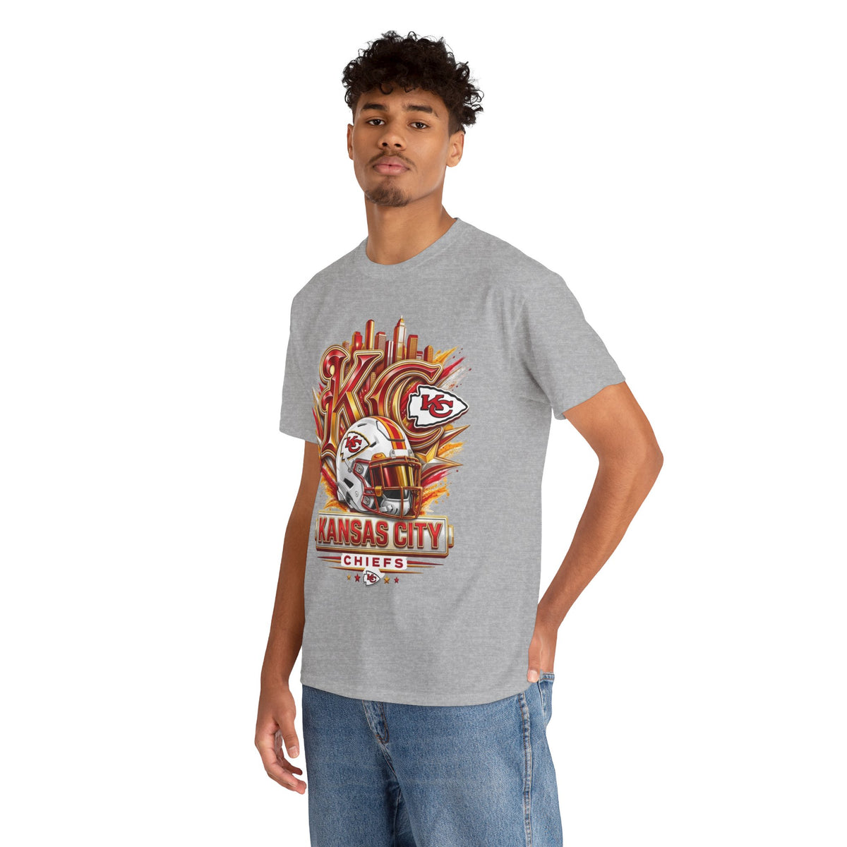 Kansas City Chiefs Football T-Shirt – KC Helmet Skyline Fan Tee