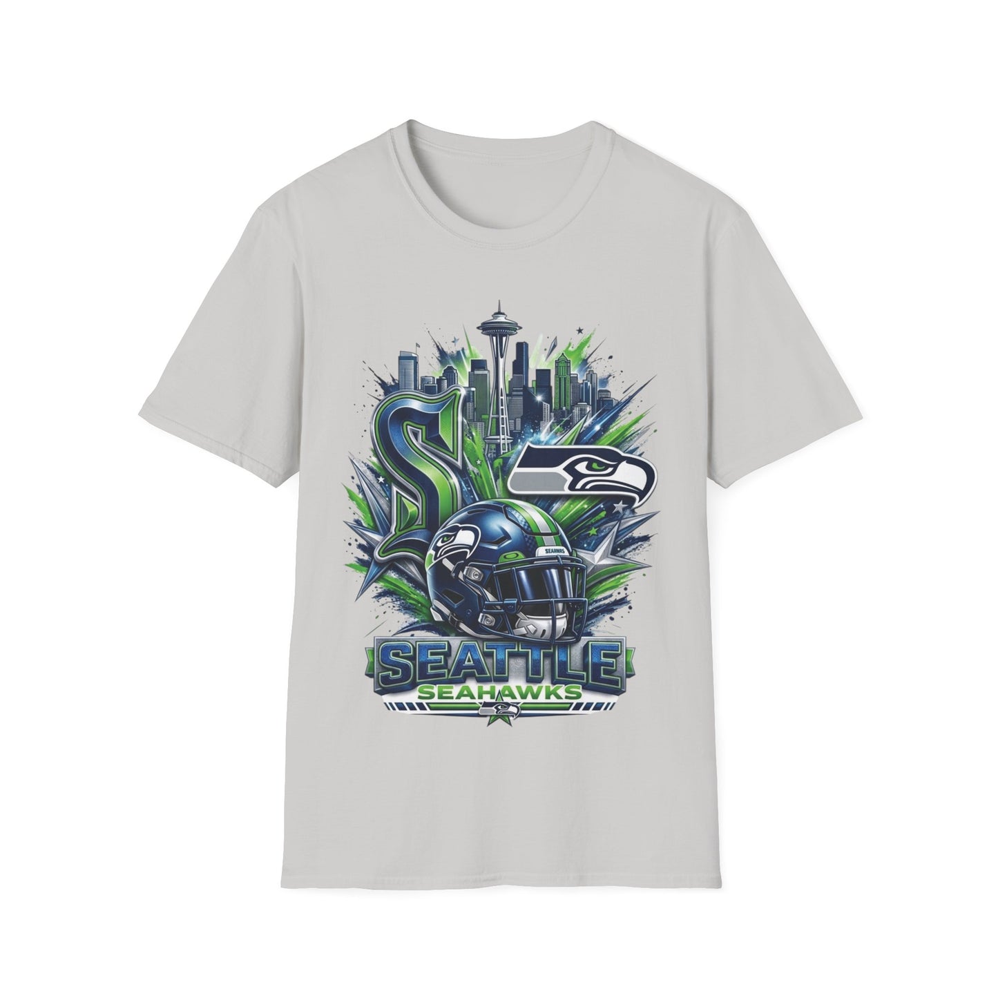 Seattle Seahawks Skyline T‑Shirt – Grunge Team Logo Fan Tee