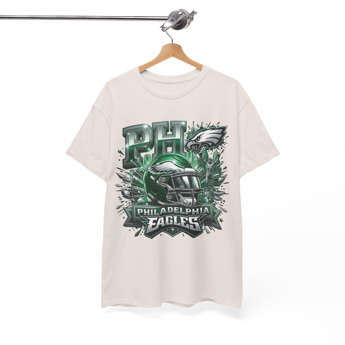 Philadelphia Eagles Football T‑Shirt — PHI Helmet Graphic Tee (Eagles Fans, Game Day)