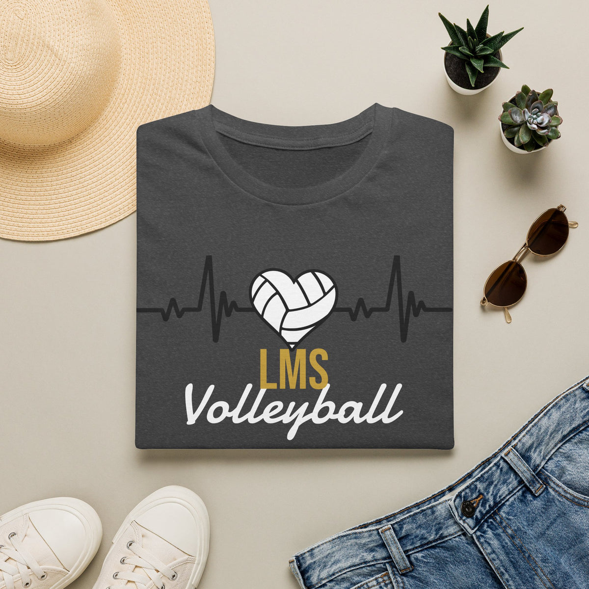 MON LMS Volleyball Heartbeat T-Shirt