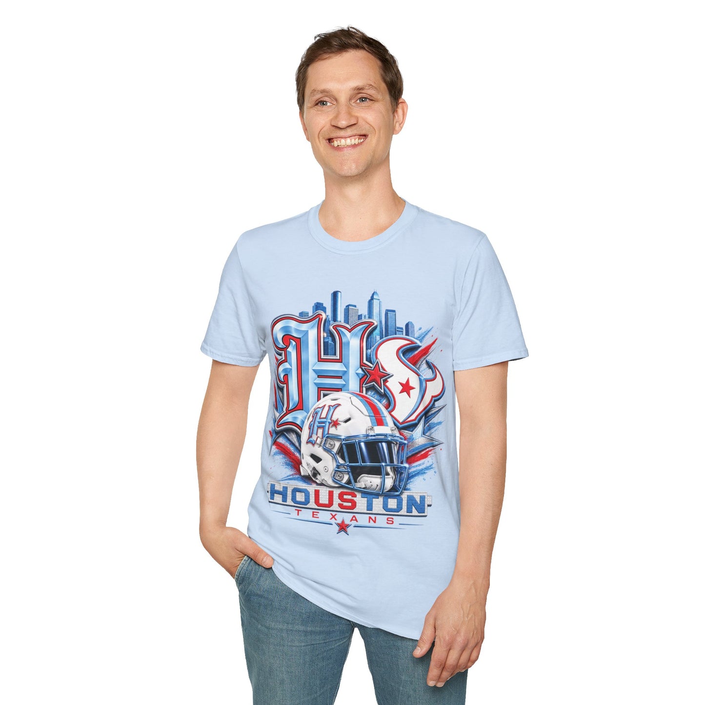 Houston Football Cityscape T-Shirt — Retro Astros/Stars Sports Tee