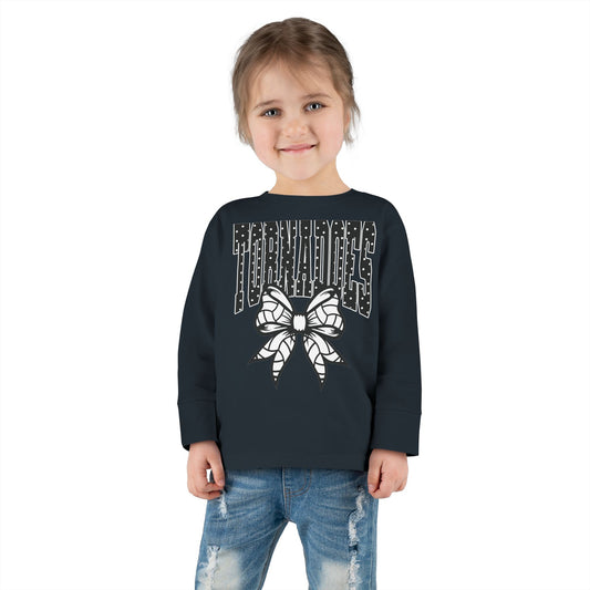 Toddler Long Sleeve Tee — 'Tornadoes' Cheer Bow Graphic Youth Shirt