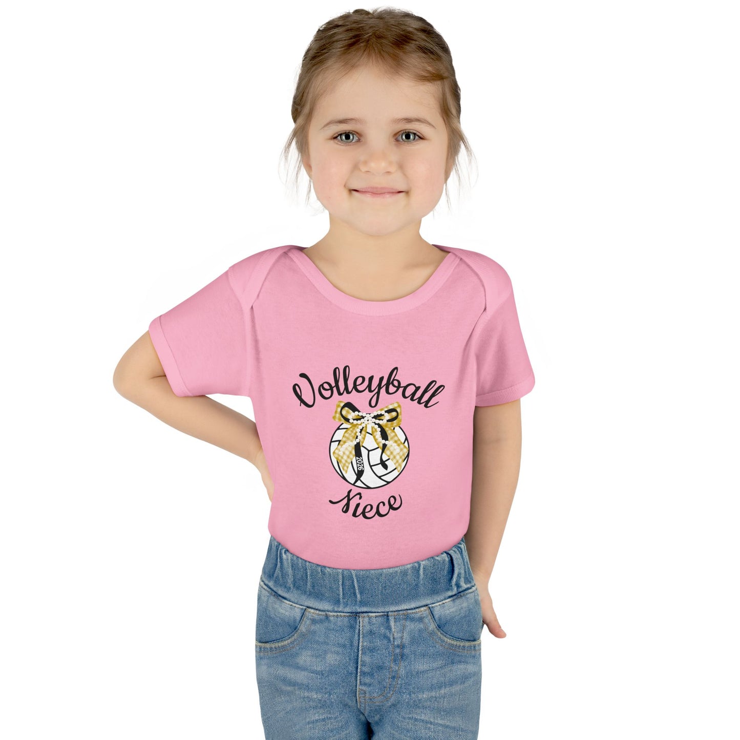 Volleyball Mom Baby Bodysuit — "Volleyball Rico" Floral Ball & Custom Name Number