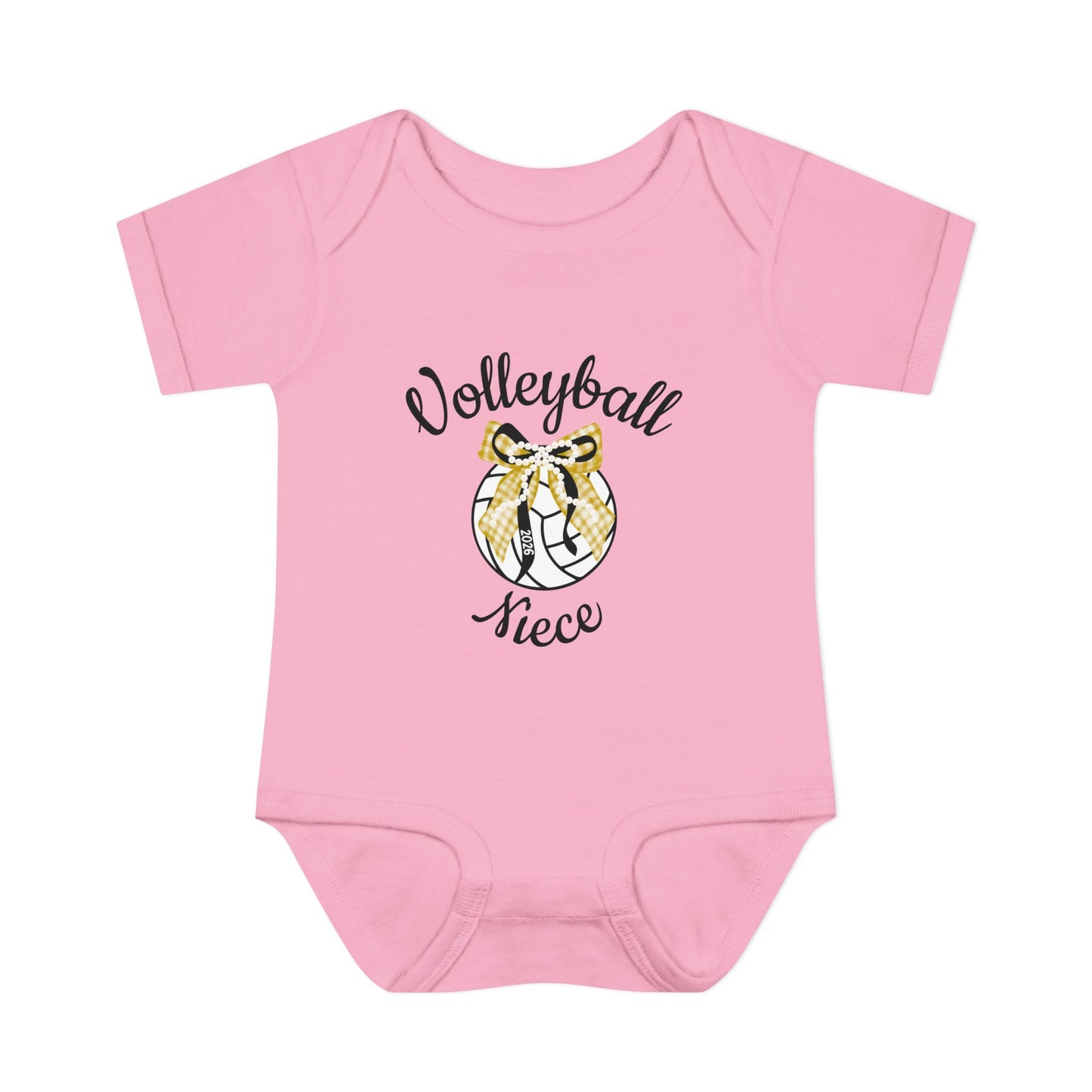 Volleyball Mom Baby Bodysuit — "Volleyball Rico" Floral Ball & Custom Name Number