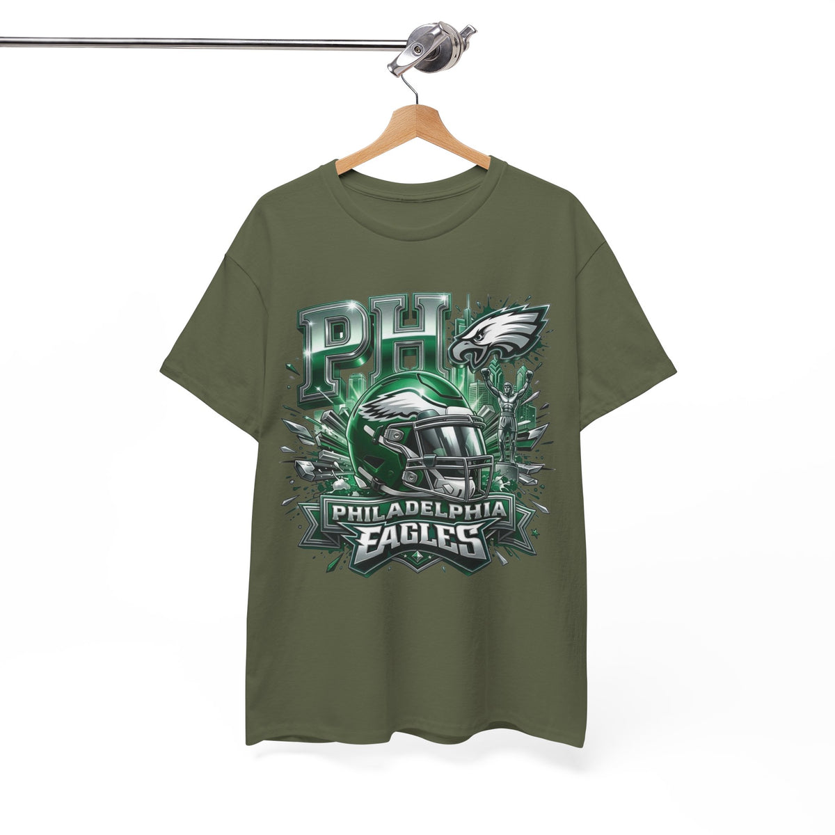Philadelphia Eagles Football T‑Shirt — PHI Helmet Graphic Tee (Eagles Fans, Game Day)