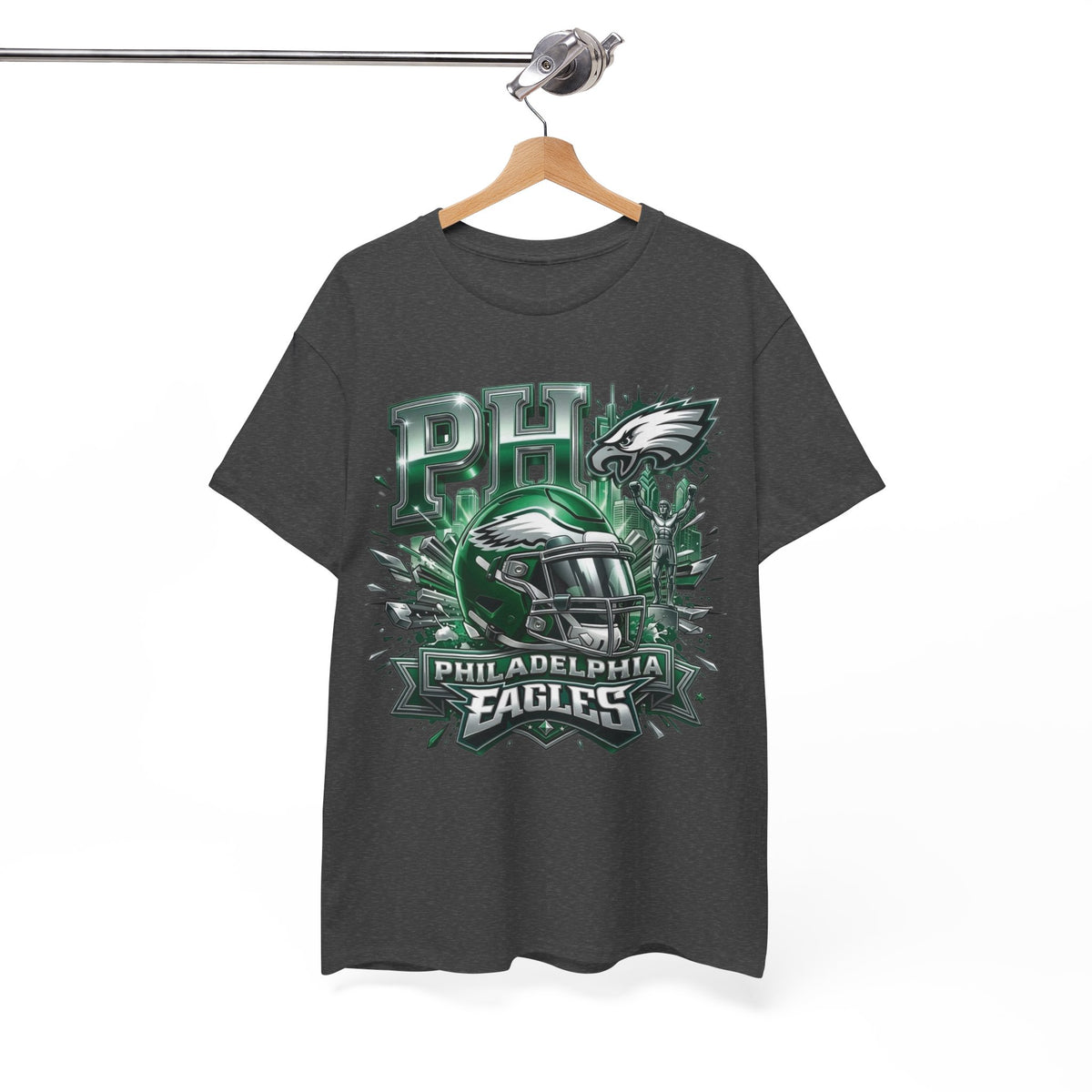 Philadelphia Eagles Football T‑Shirt — PHI Helmet Graphic Tee (Eagles Fans, Game Day)