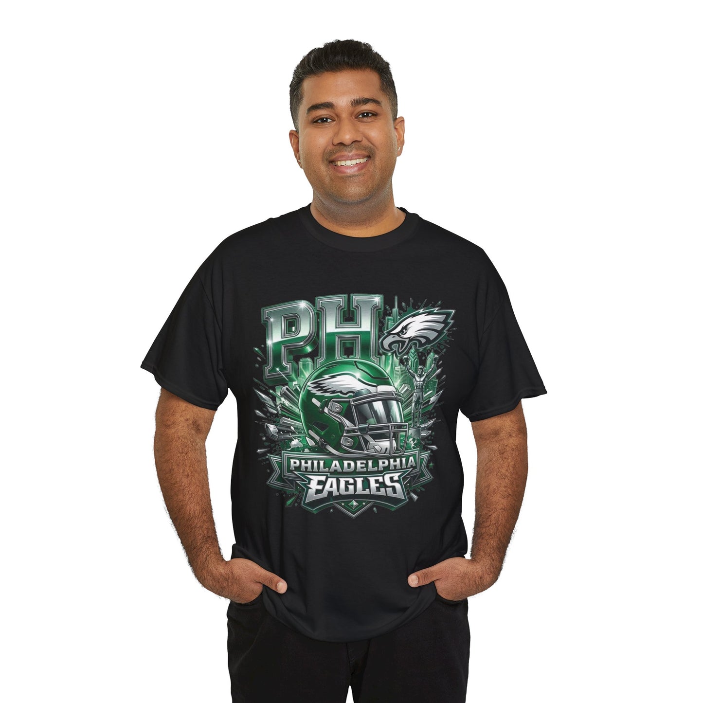 Philadelphia Eagles Football T‑Shirt — PHI Helmet Graphic Tee (Eagles Fans, Game Day)