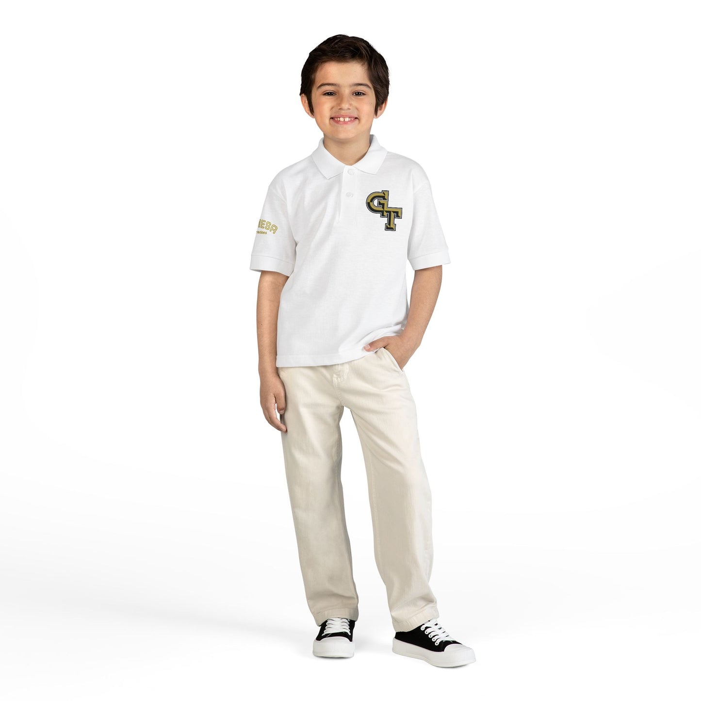 Youth Polo Shirt — Classic White DryBlend® Jersey