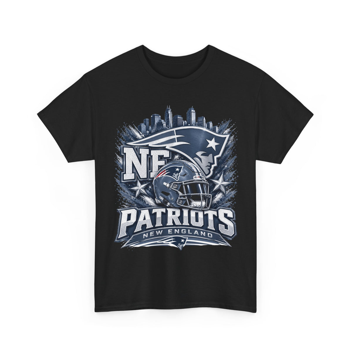 Patriots Helmet Skyline Tee — New England Football Fan Shirt