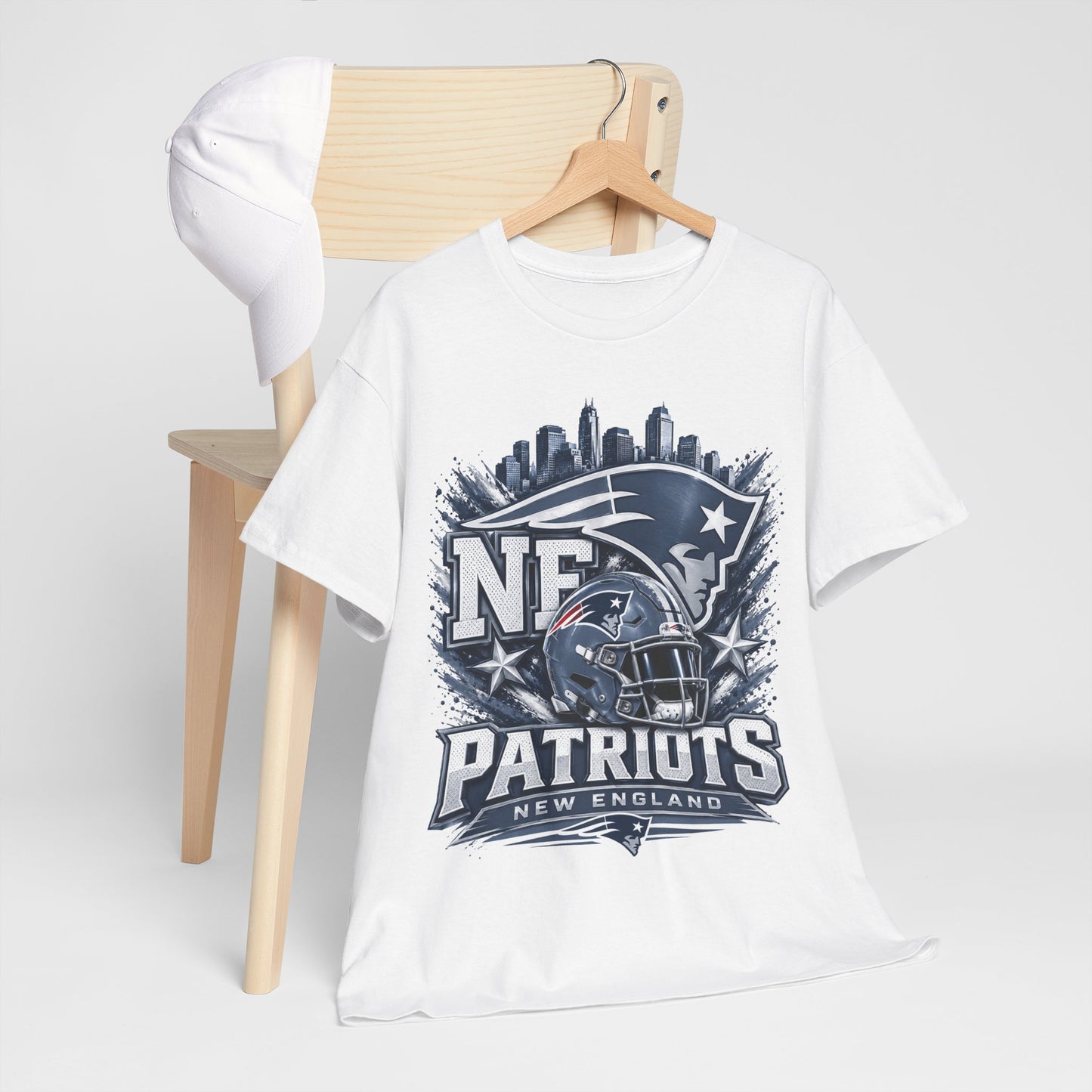 Patriots Helmet Skyline Tee — New England Football Fan Shirt