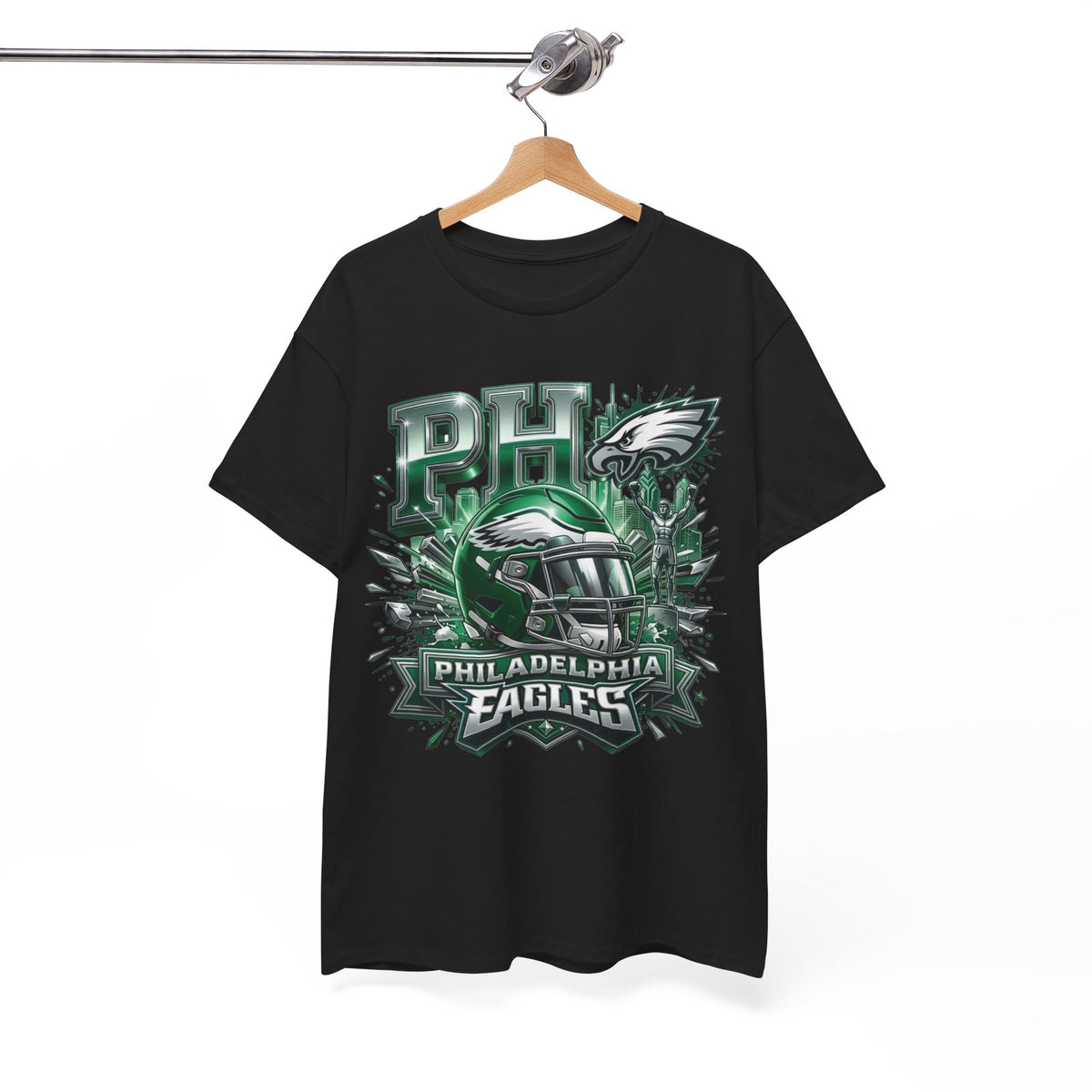 Philadelphia Eagles Football T‑Shirt — PHI Helmet Graphic Tee (Eagles Fans, Game Day)