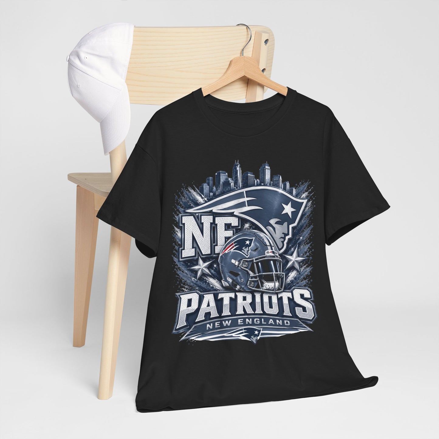 Patriots Helmet Skyline Tee — New England Football Fan Shirt