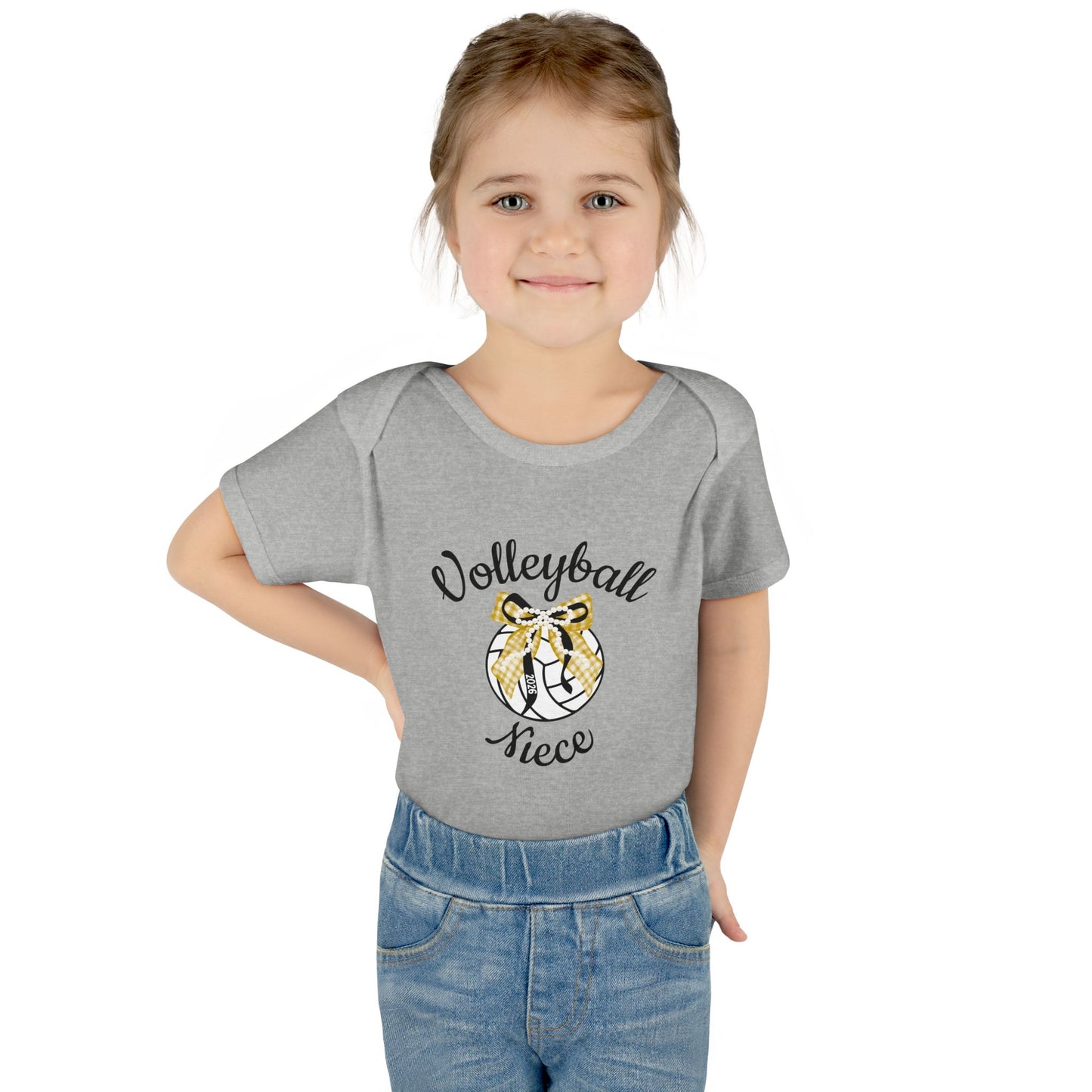 Volleyball Mom Baby Bodysuit — "Volleyball Rico" Floral Ball & Custom Name Number