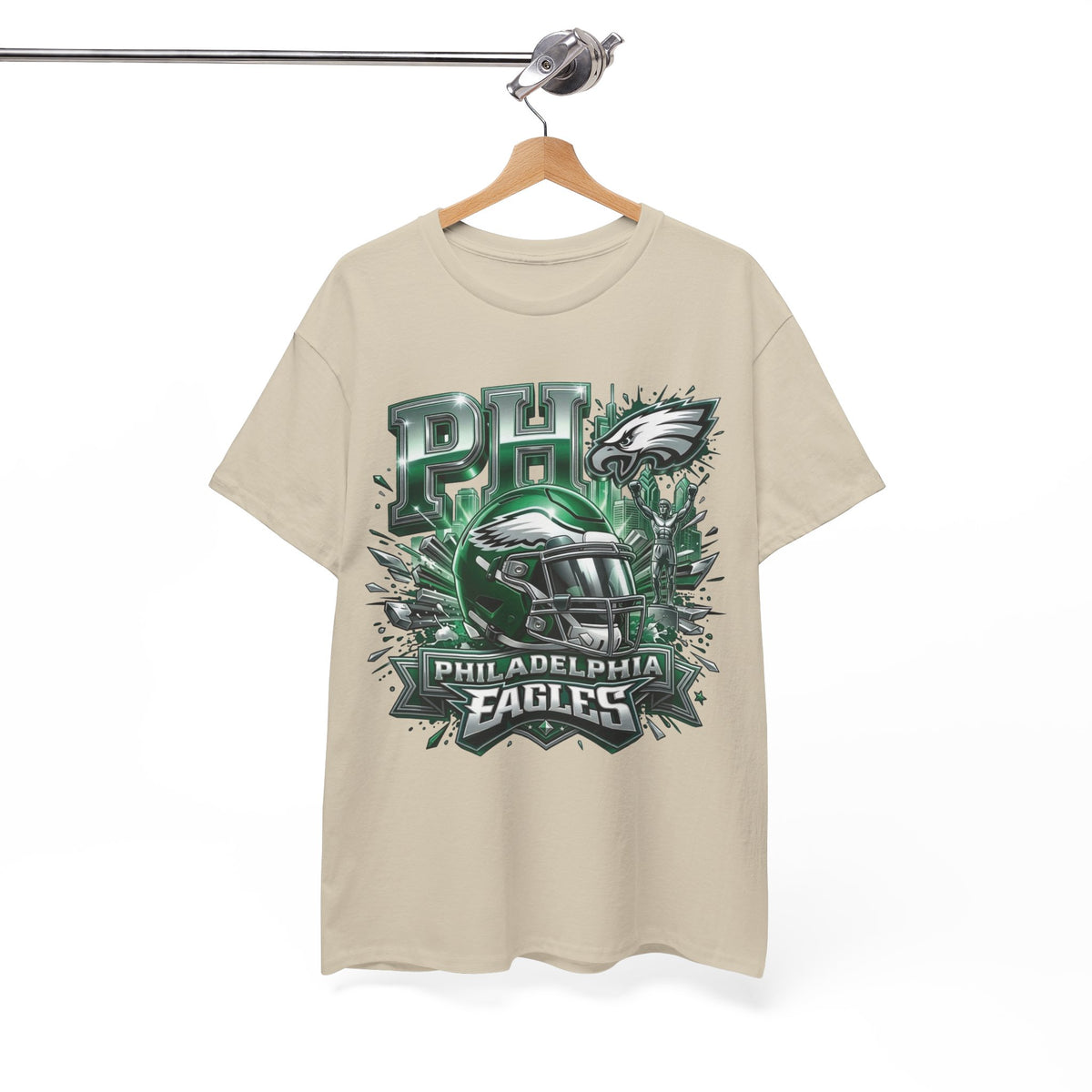 Philadelphia Eagles Football T‑Shirt — PHI Helmet Graphic Tee (Eagles Fans, Game Day)