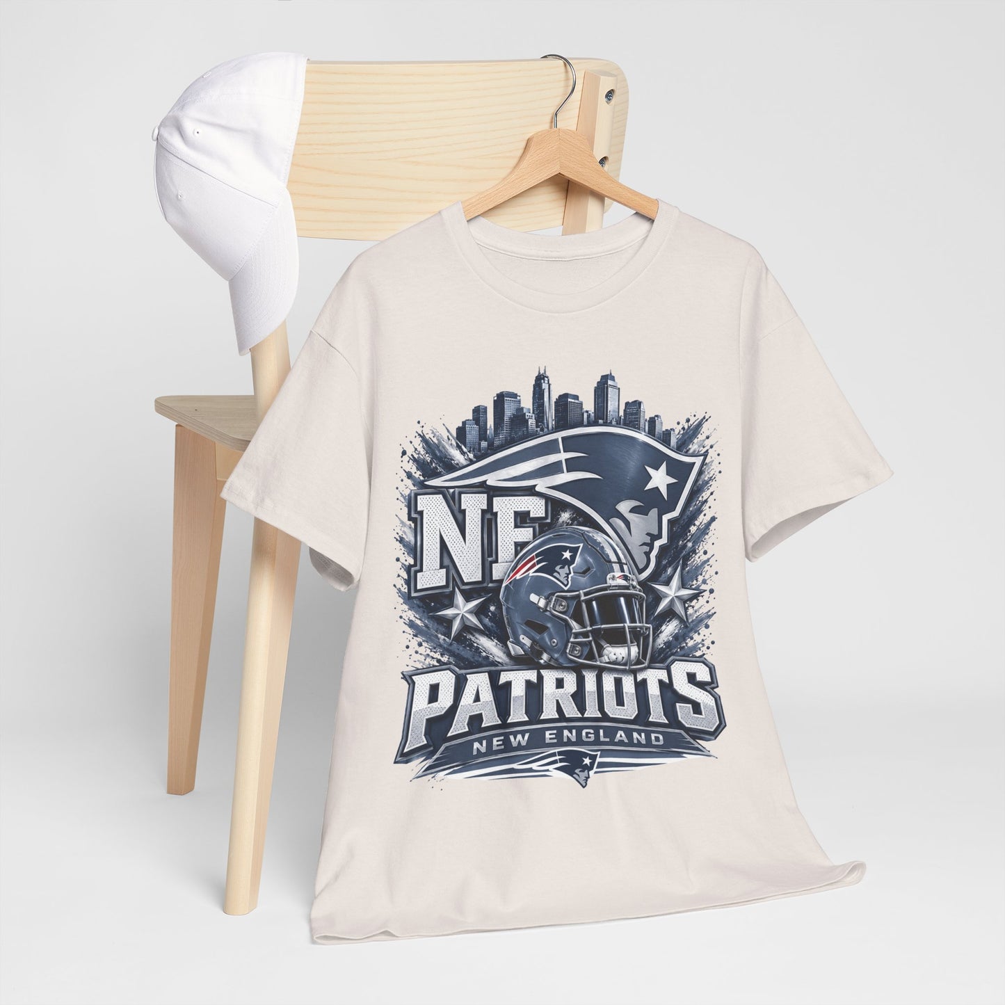 Patriots Helmet Skyline Tee — New England Football Fan Shirt