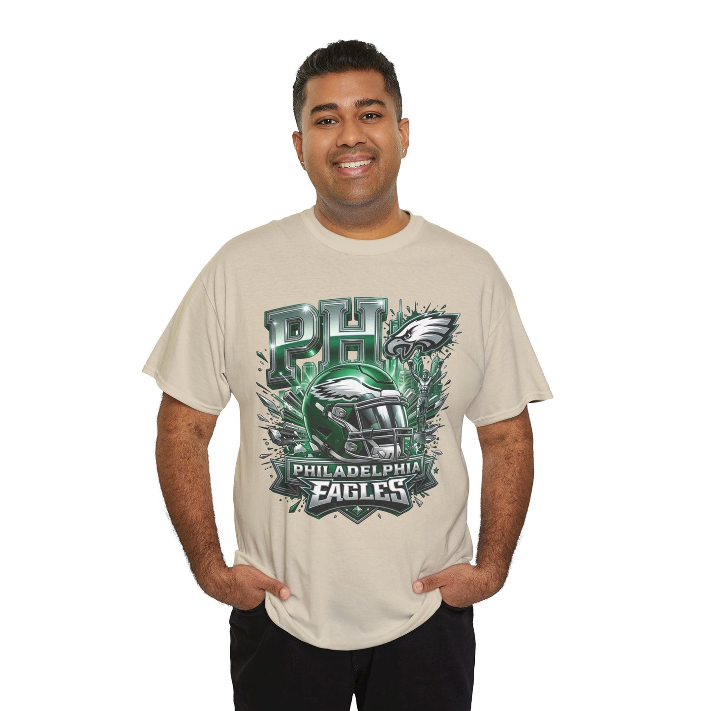 Philadelphia Eagles Football T‑Shirt — PHI Helmet Graphic Tee (Eagles Fans, Game Day)