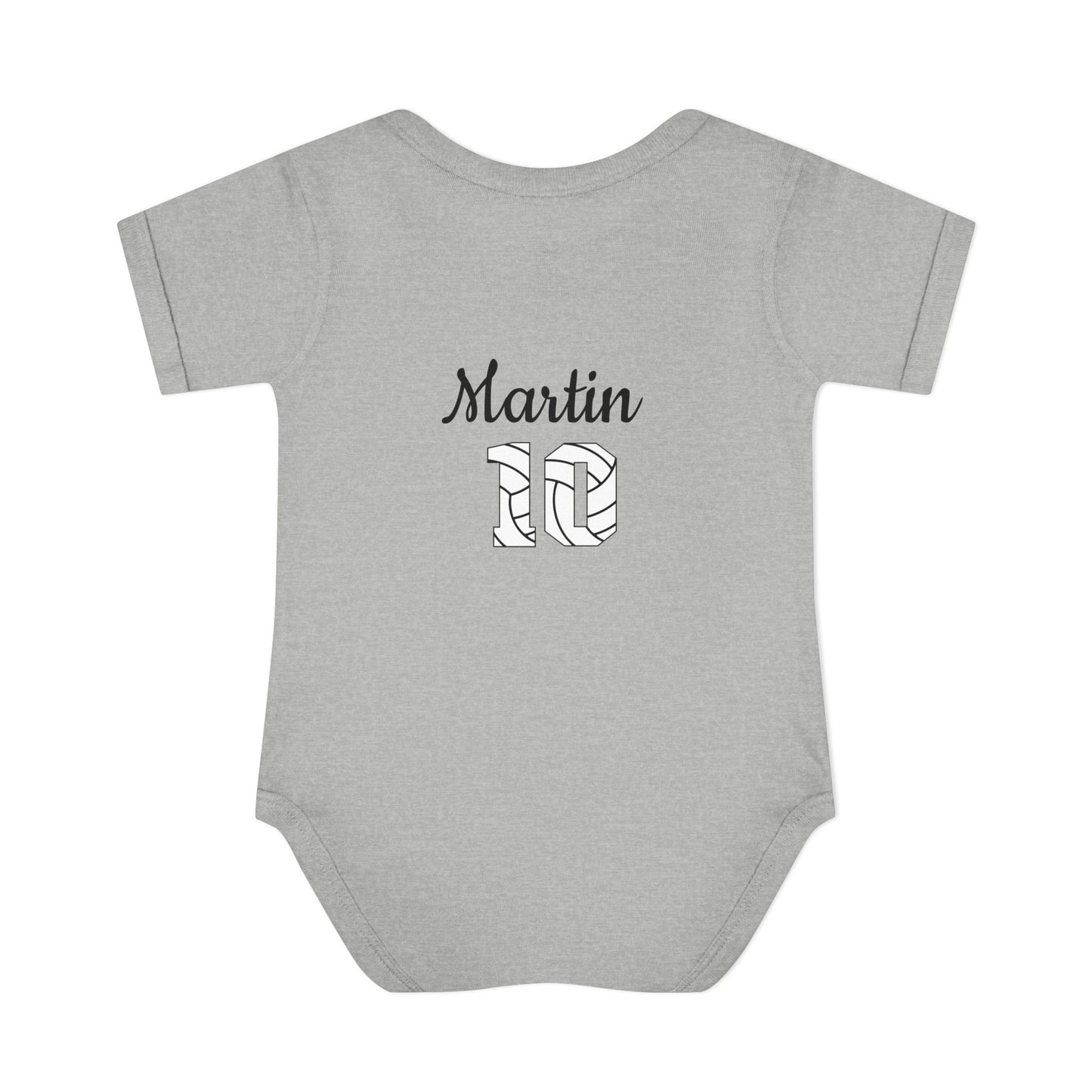 Volleyball Mom Baby Bodysuit — "Volleyball Rico" Floral Ball & Custom Name Number