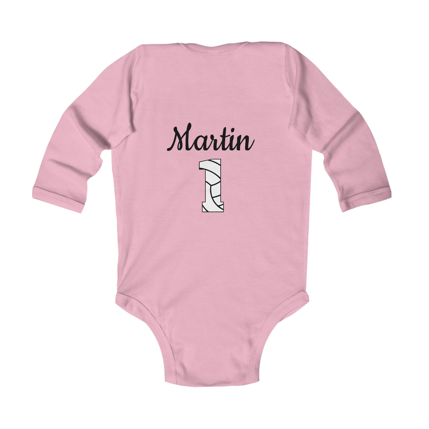 Infant Bodysuit - 'Volleyball Niece' Baby Long Sleeve Onesie with Custom Name & Number (Sports Baby Shower Gift)