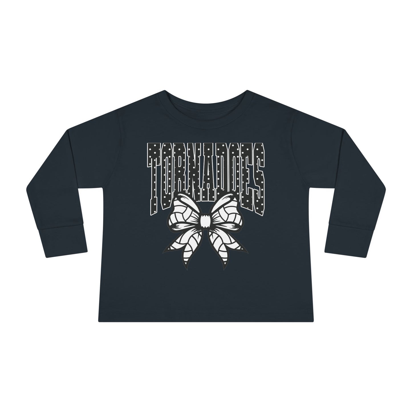 Toddler Long Sleeve Tee — 'Tornadoes' Cheer Bow Graphic Youth Shirt