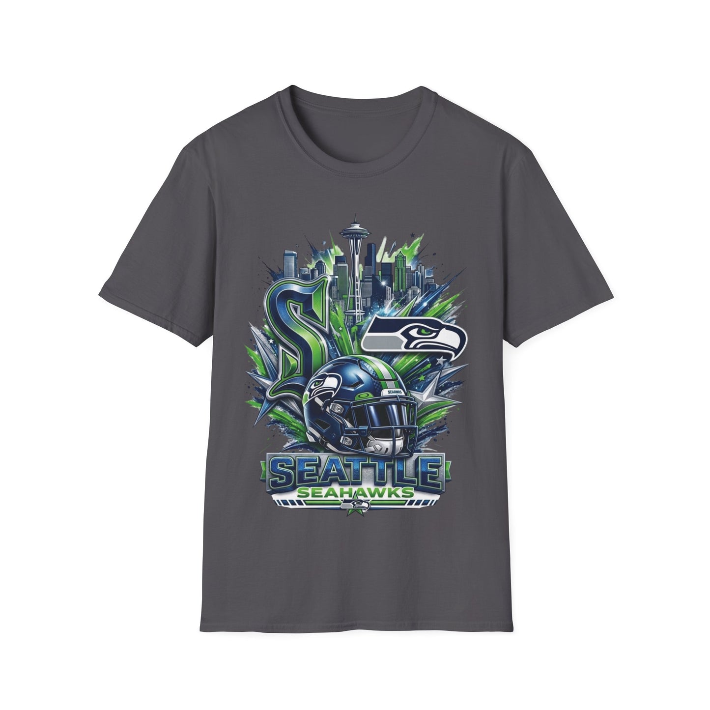 Seattle Seahawks Skyline T‑Shirt – Grunge Team Logo Fan Tee