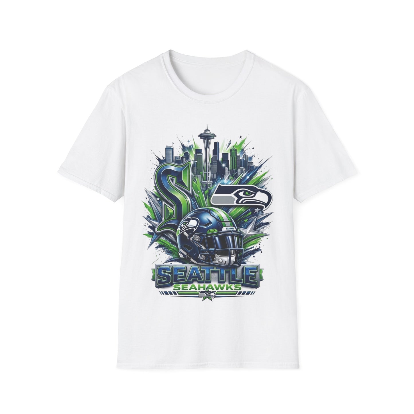 Seattle Seahawks Skyline T‑Shirt – Grunge Team Logo Fan Tee