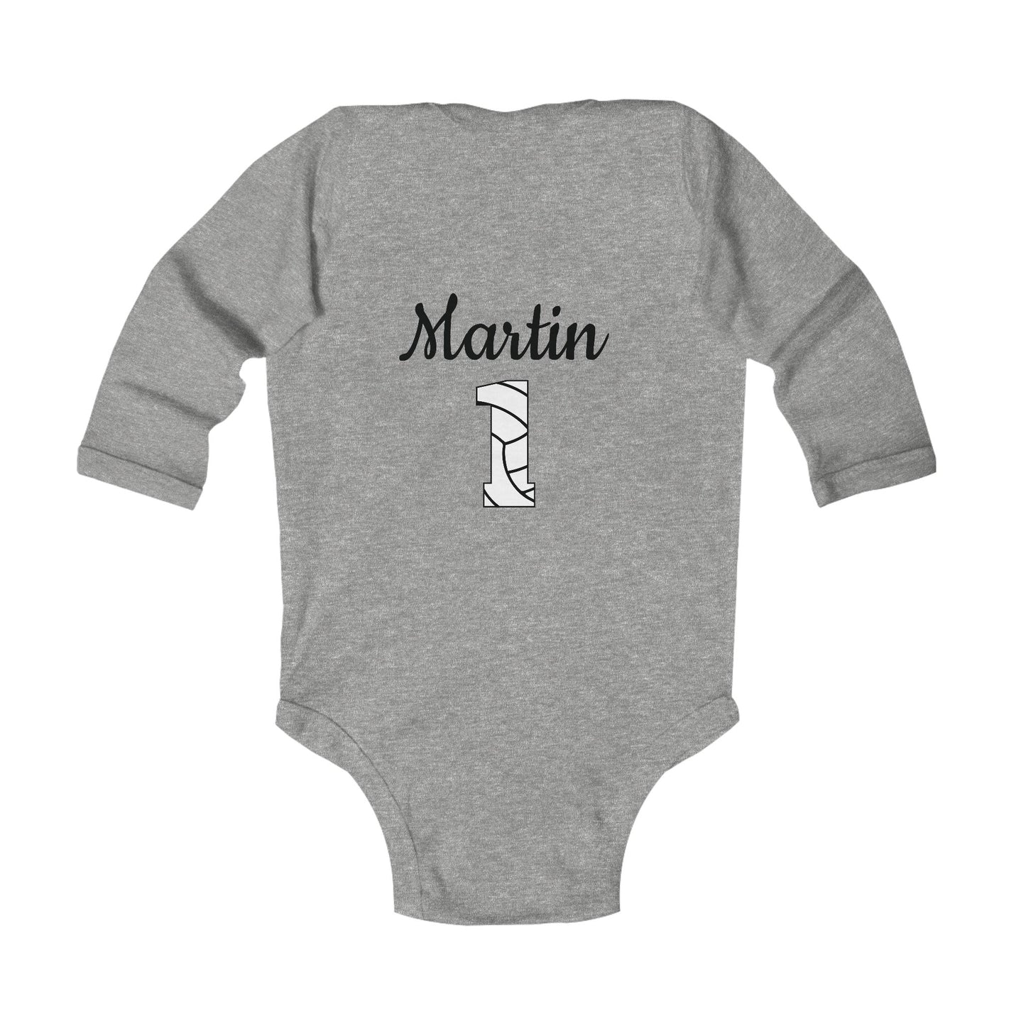 Infant Bodysuit - 'Volleyball Niece' Baby Long Sleeve Onesie with Custom Name & Number (Sports Baby Shower Gift)