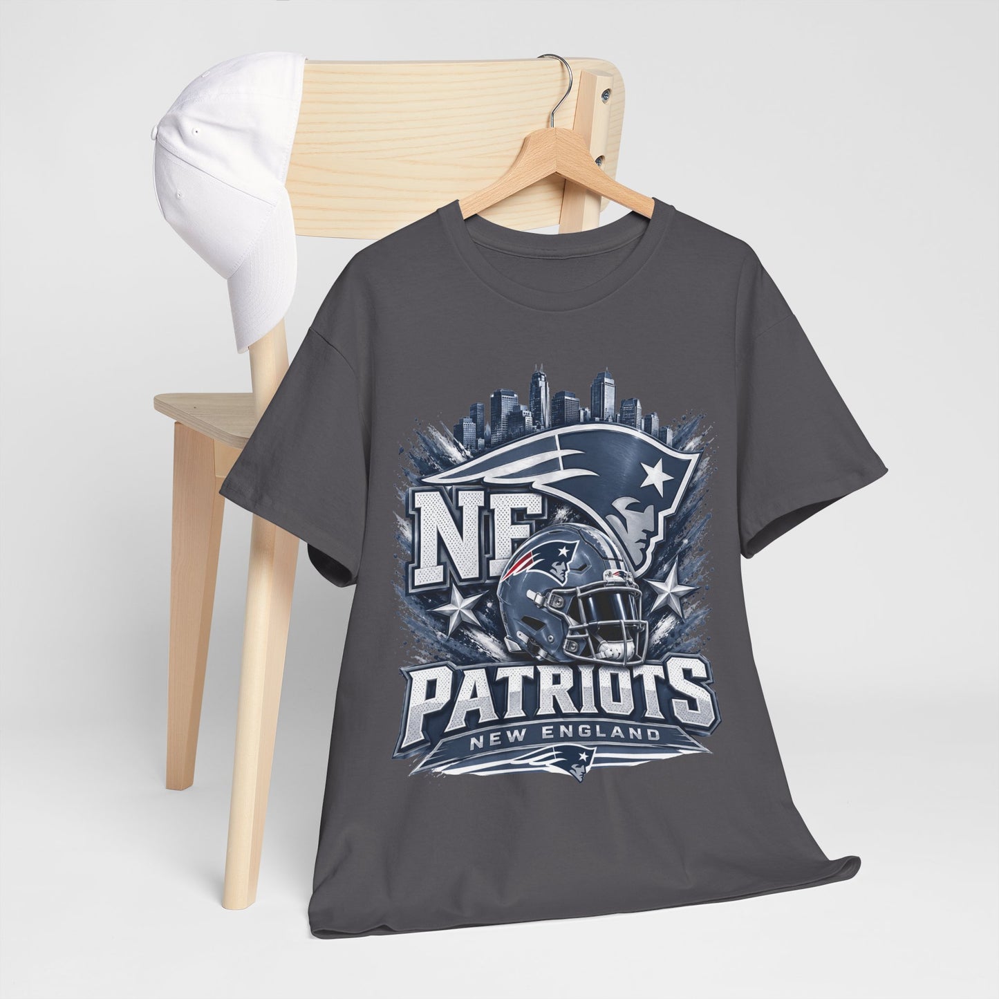 Patriots Helmet Skyline Tee — New England Football Fan Shirt