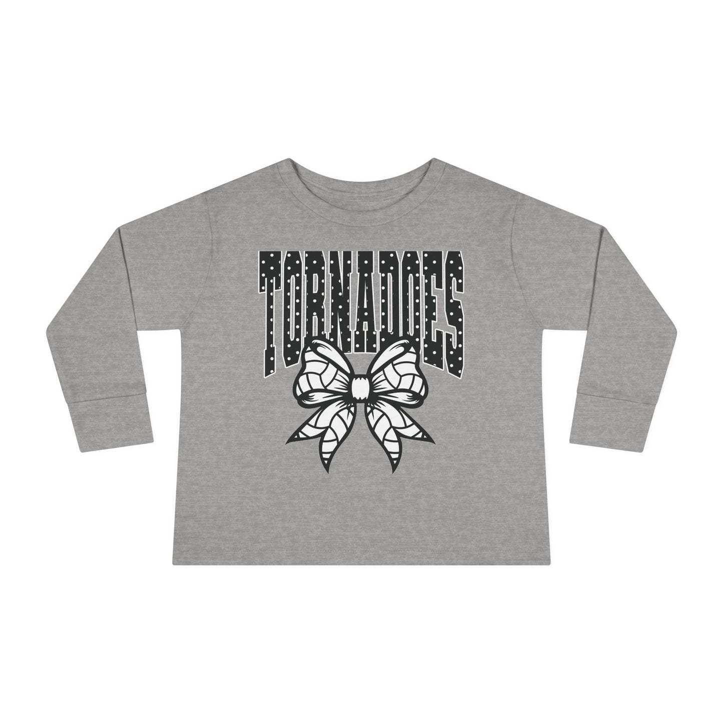 Toddler Long Sleeve Tee — 'Tornadoes' Cheer Bow Graphic Youth Shirt