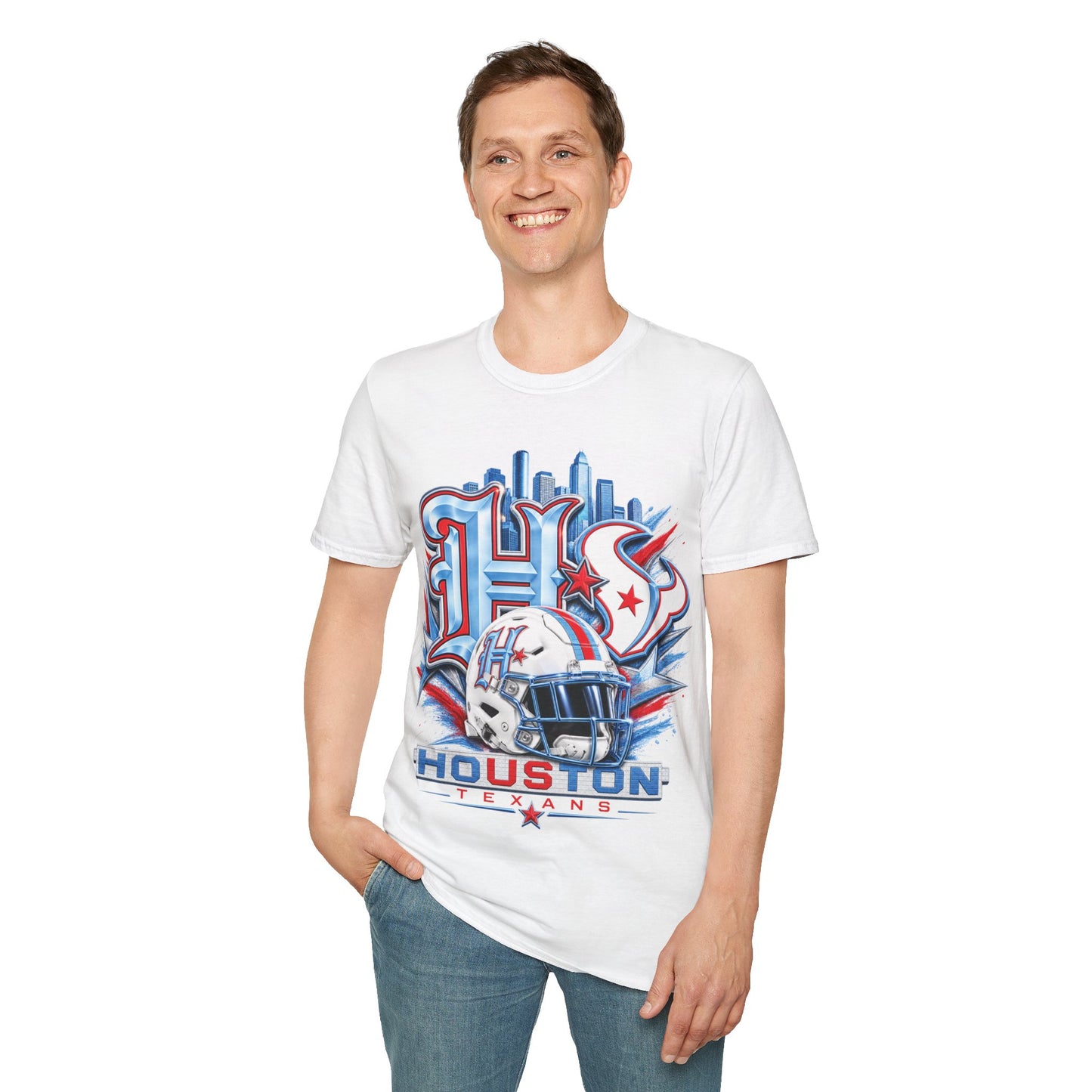 Houston Football Cityscape T-Shirt — Retro Astros/Stars Sports Tee