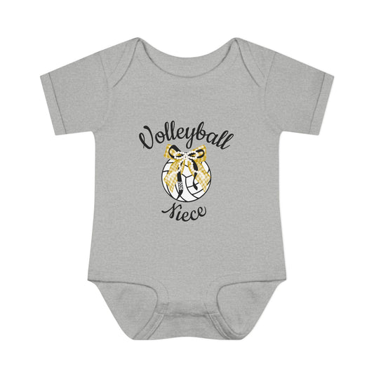 Volleyball Mom Baby Bodysuit — "Volleyball Rico" Floral Ball & Custom Name Number