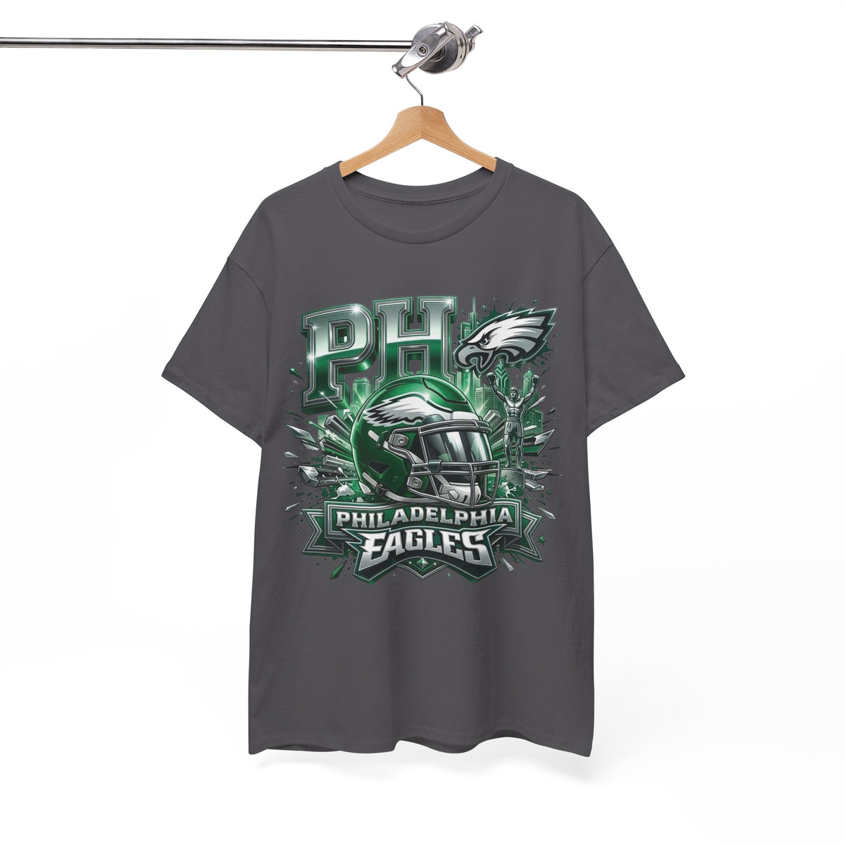 Philadelphia Eagles Football T‑Shirt — PHI Helmet Graphic Tee (Eagles Fans, Game Day)