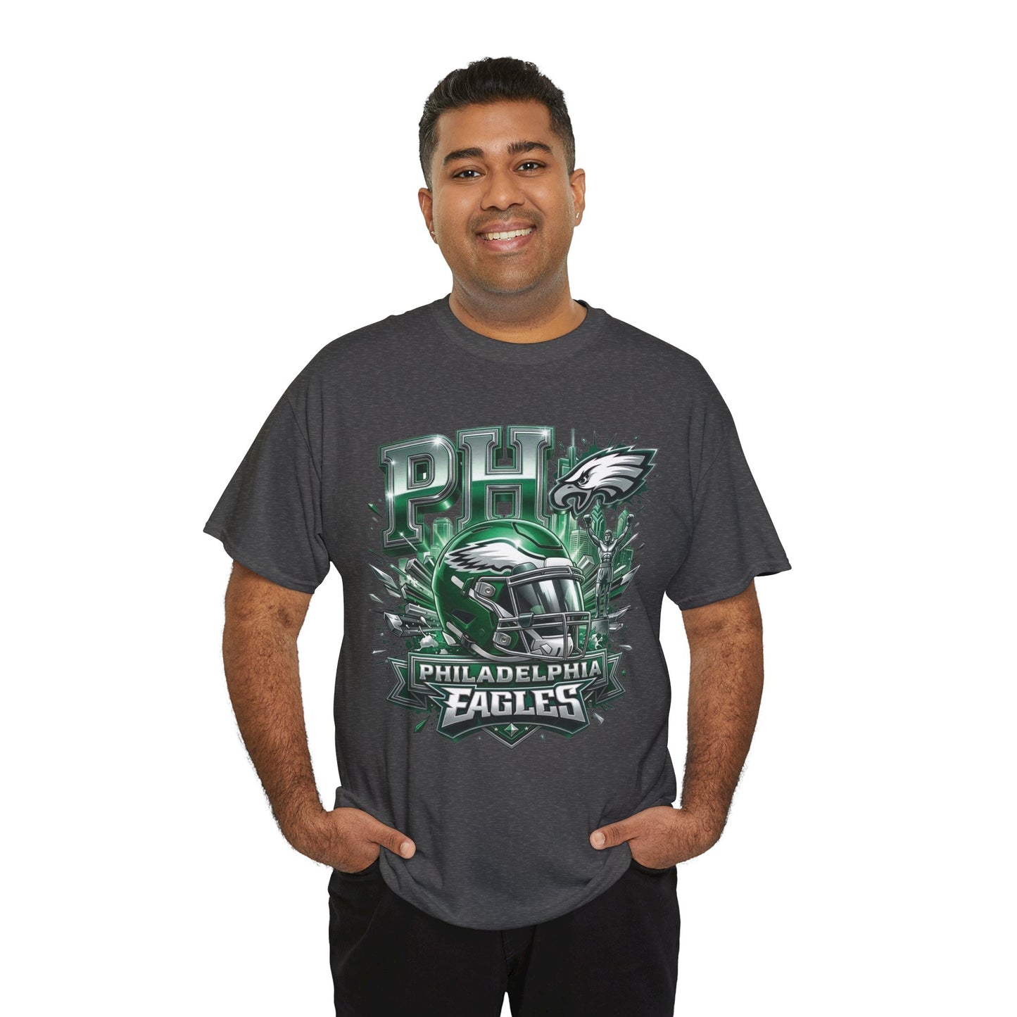 Philadelphia Eagles Football T‑Shirt — PHI Helmet Graphic Tee (Eagles Fans, Game Day)