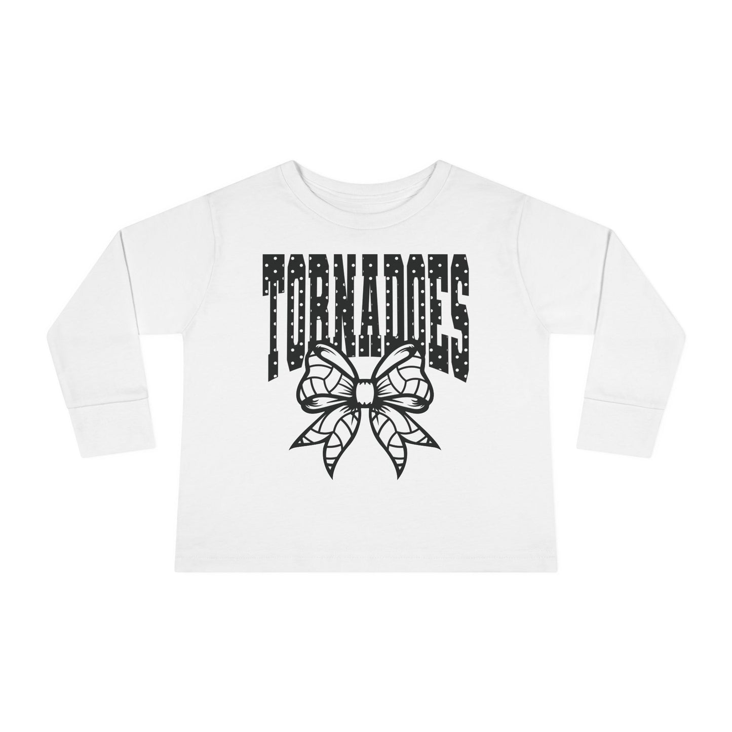 Toddler Long Sleeve Tee — 'Tornadoes' Cheer Bow Graphic Youth Shirt