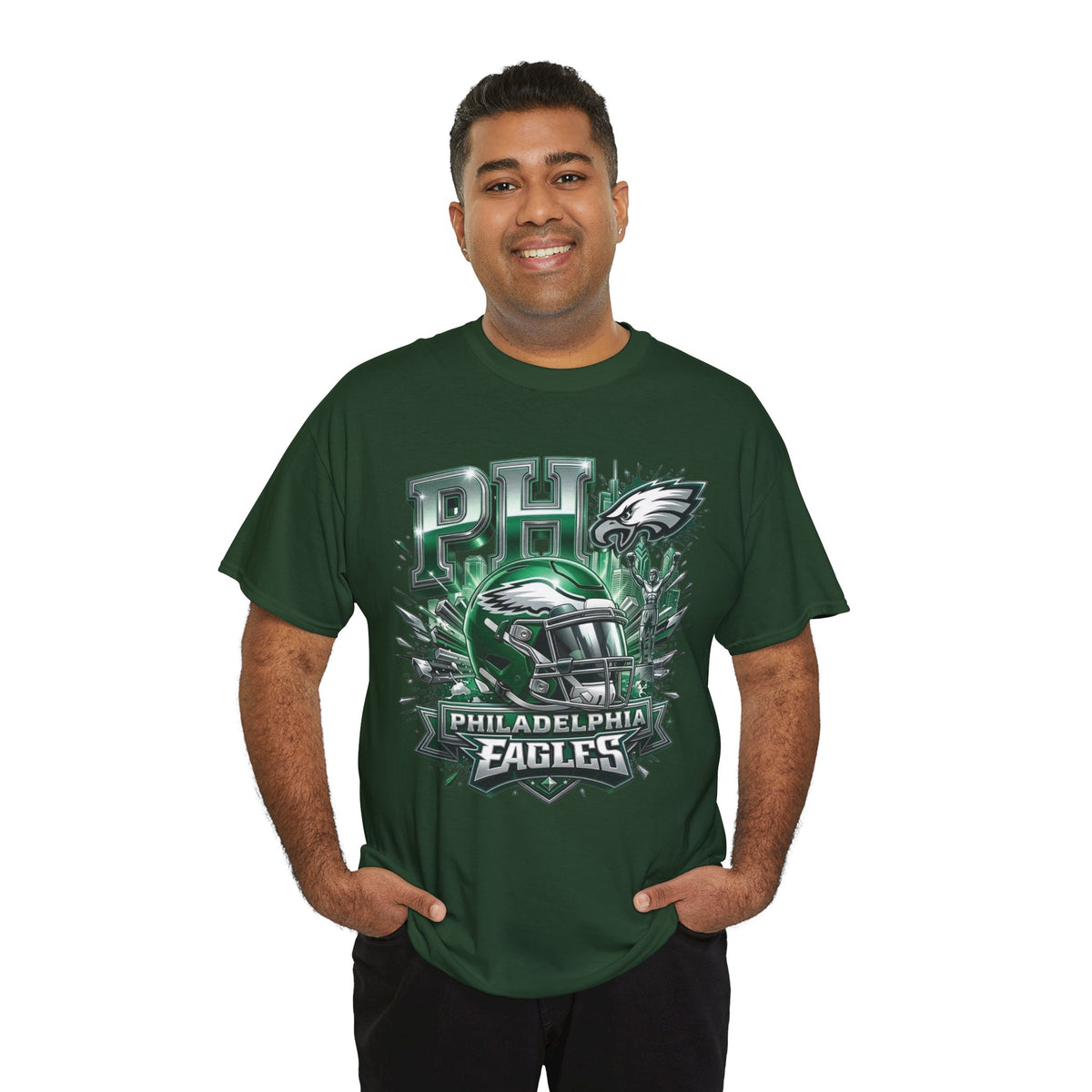 Philadelphia Eagles Football T‑Shirt — PHI Helmet Graphic Tee (Eagles Fans, Game Day)