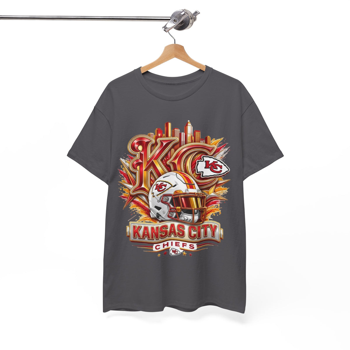 Kansas City Chiefs Football T-Shirt – KC Helmet Skyline Fan Tee
