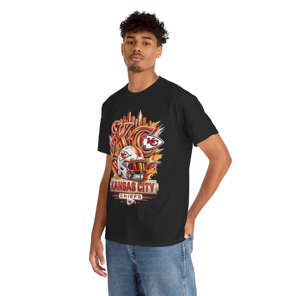 Kansas City Chiefs Football T-Shirt – KC Helmet Skyline Fan Tee